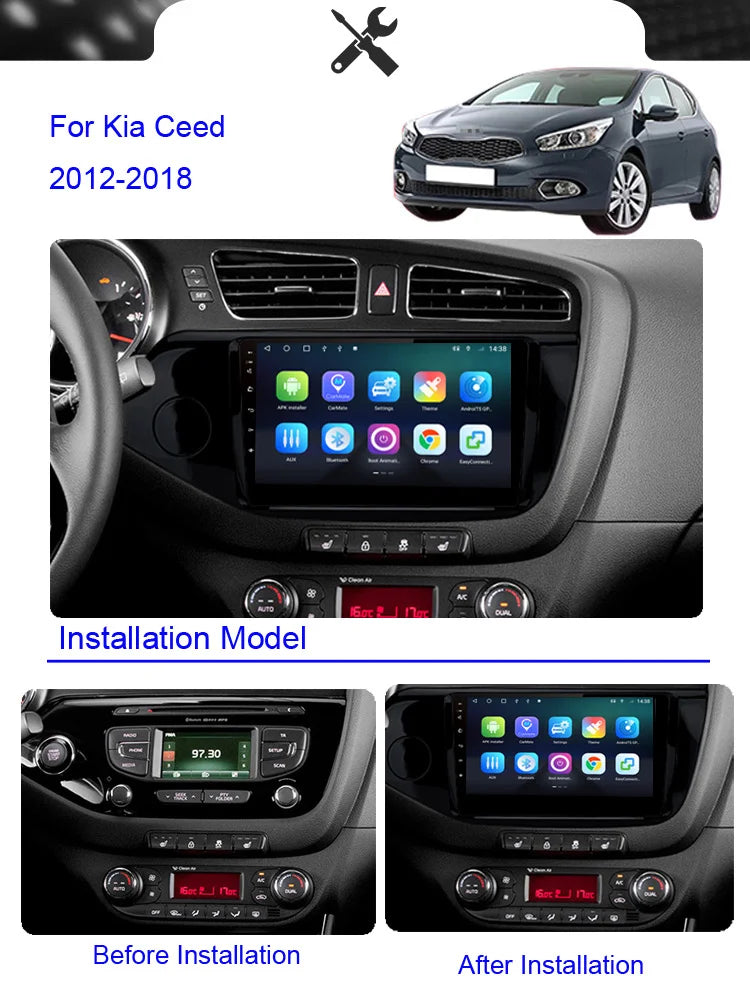 Roadwise 2Din Android Car Radio Multimedia CarPlay For Kia Cee'd Ceed JD 2012 2013 2014 2015 2016 2017 2018 4G GPS DVD autoradio