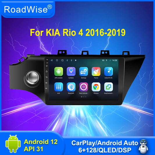 Roadwise 8+256 Android 12 Car Radio For Rio 4 Rio4 2016 2017 2018 2019 Multimedia Caplay 4G Wifi GPS DVD 2 Din Autoradio Stereo