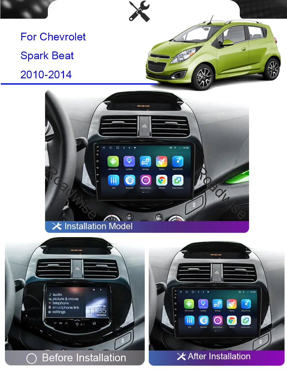 8+256 Android 12 Car Radio Carplay Multimedia For CHEVROLET Spark Beat Matiz Creative 2010 - 2014 4G Wifi GPS DVD 2Din Autoradio