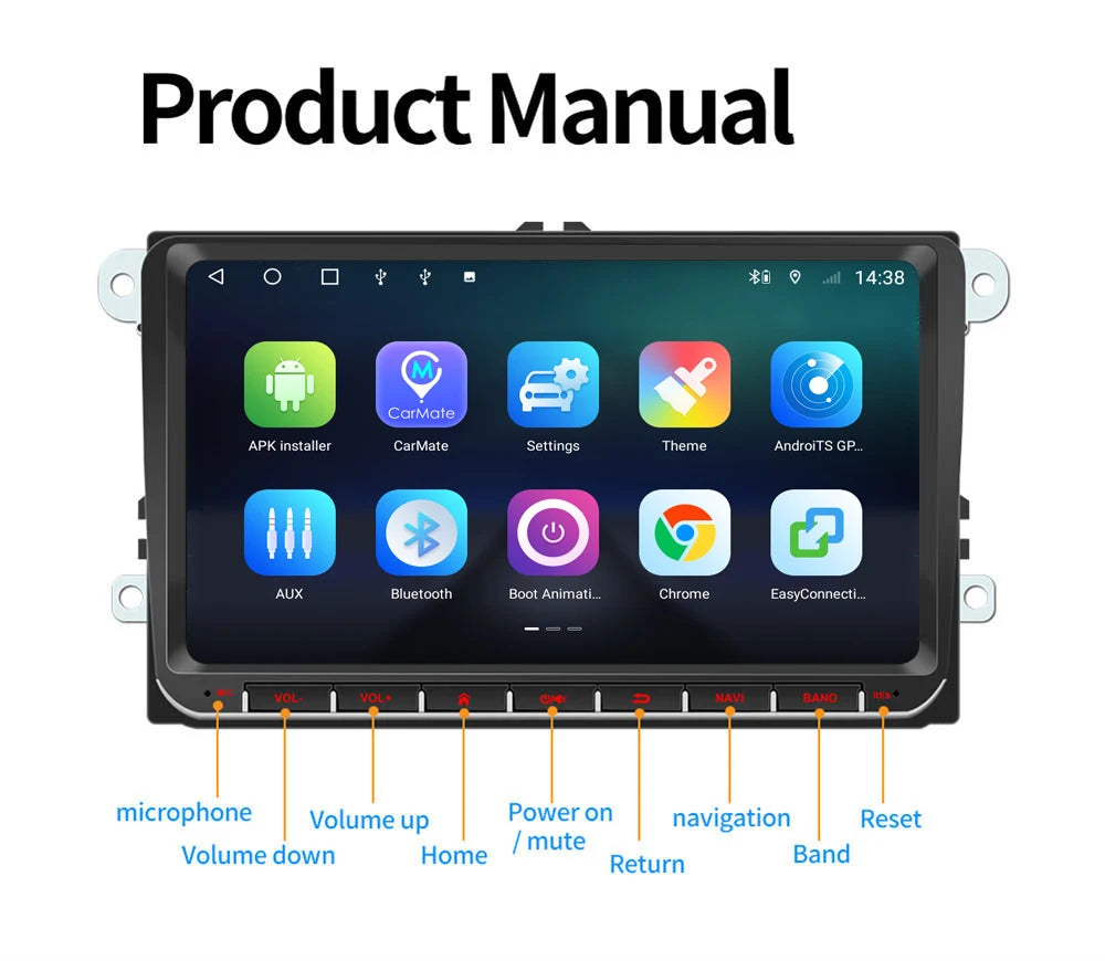 For VW Volkswagen Golf Polo Skoda Rapid Octavia Tiguan Passat b7 Android Auto Radio 2 Din Car Multimedia Carplay 4G WIFI GPS DVD