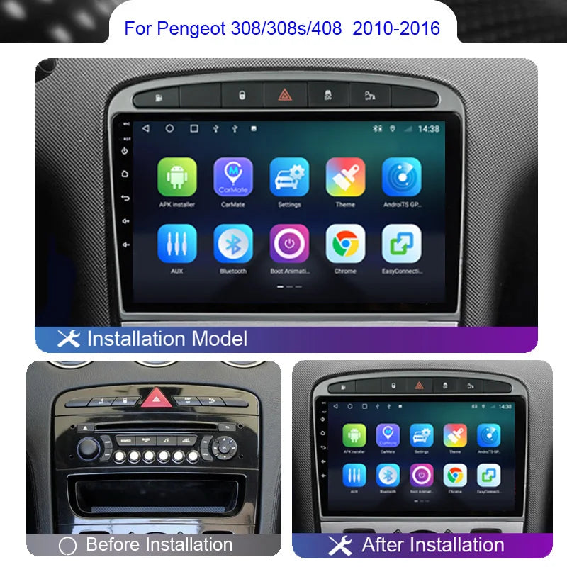 Roadwise Android Auto Radio For Peugeot 408 308 308SW 2007 2008 2009 2010 2012 2013 2014 2015 4G Wifi GPS 2 din DVD Autostereo