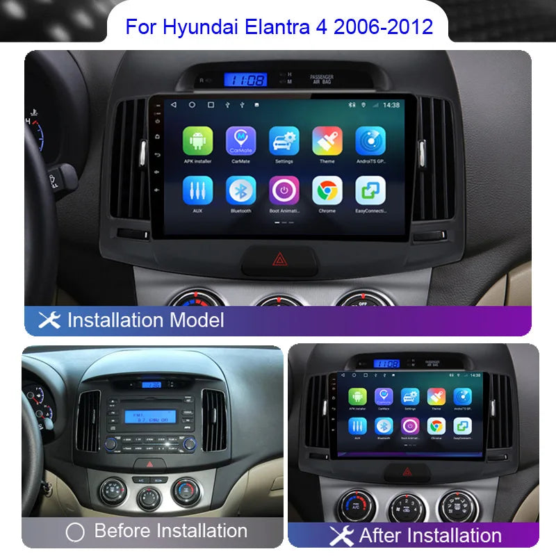 Android Auto Radio Multimedia Carplay For Hyundai Elantra 2006 2007 2008 2009 2010 2011 4G Wifi GPS DVD 2Din Autostereo Headunit