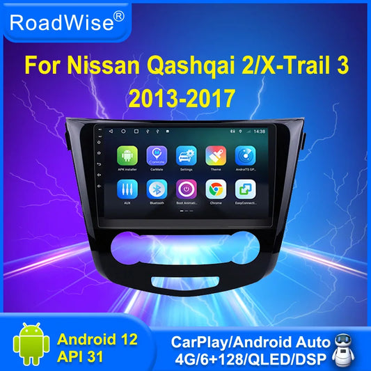 Roadwise Android Car Radio Multimedia Carplay For Nissan Qashqai J11 X-Trail T32 Rogue Dualis 2013-2018 4G Wifi GPS DVD DSP 2Din