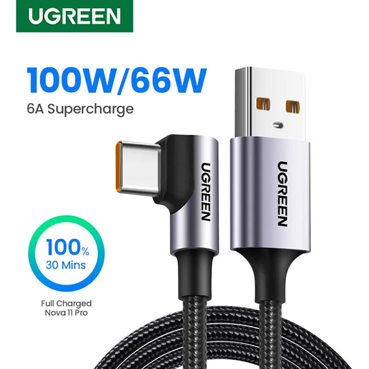 Ugreen 100W 6A USB Type C Cable Huawei Honor Super Charge Xiaomi Fast Data Cord