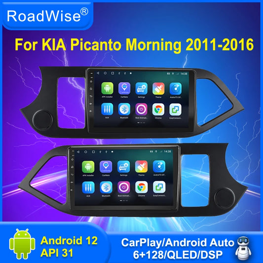 8+256 Android Car Radio Carplay For Picanto Morning 2011 2012 2014 2015 2016 Multimedia 4G Wifi GPS DVD 2Din BT Autoradio Stereo