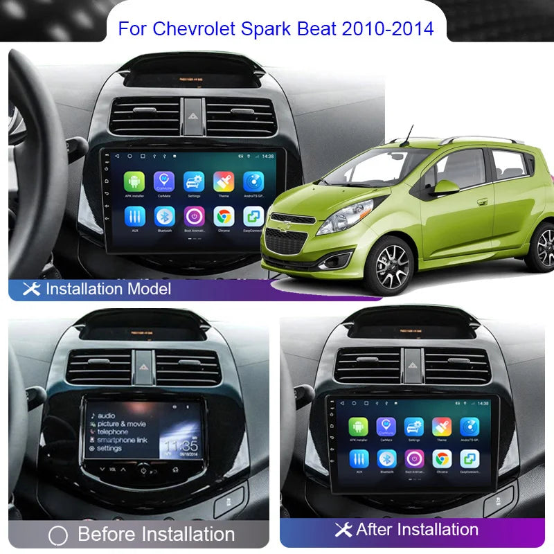 8+256 Android 12 Car Radio Carplay Multimedia For CHEVROLET Spark Beat Matiz Creative 2010 - 2014 4G Wifi GPS DVD 2Din Autoradio