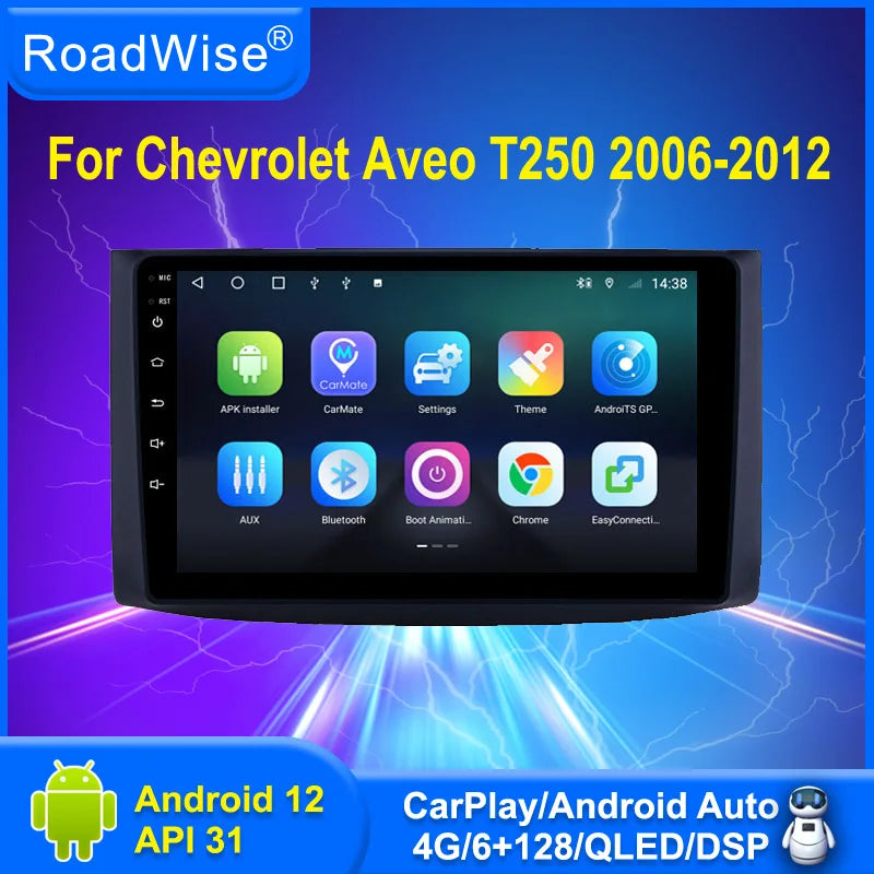 8+256 Android 12 Car Radio For Chevrolet Aveo T250 2006  2009 2011 2012 Multimedia Carplay 4G Wifi GPS DVD 2Din Autoradio Stereo