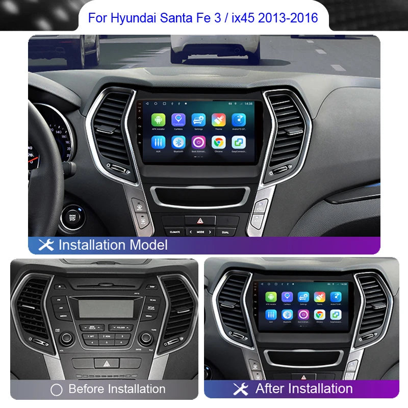 Roadwise Android Car Radio Multimedia Carplay For Hyundai Santa Fe 3 2012 2013 2014 2015 2016 2017 4G Wifi GPS Navi 2din DVD RDS