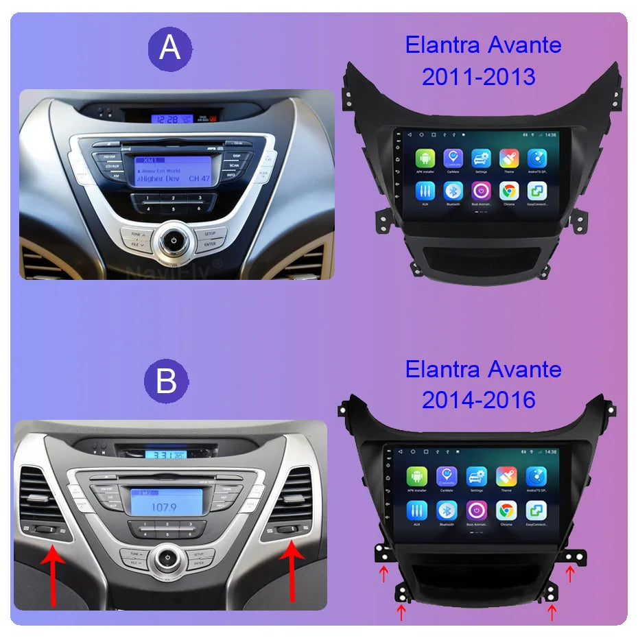 Android Auto Radio Multimedia Player For Hyundai Elantra Avante i35 2011 2012 2013 2014 2015 2016 4G BT GPS DVD 2 Din autostereo