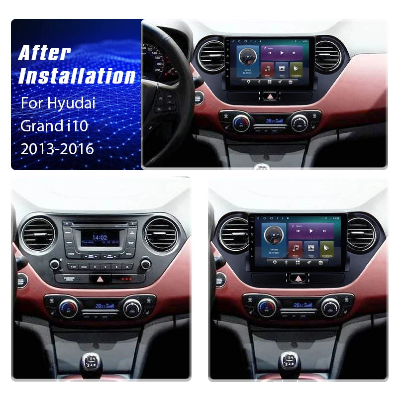 8+256 Android 13 Car Radio Carplay For Hyundai Grand i10 LHD RHD 2013 - 2018 Multimedia 4G WIFI BT GPS DVD 2Din Autoradio Stereo