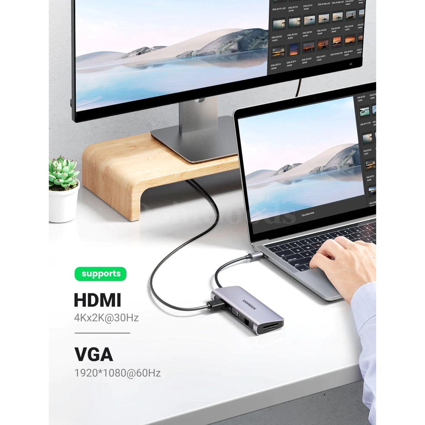 Ugreen 10-In-1 Usb C Hub Hdmi 4K Vga 3.0 Pd 3.5Mm For Macbook Ipad Pro 301635