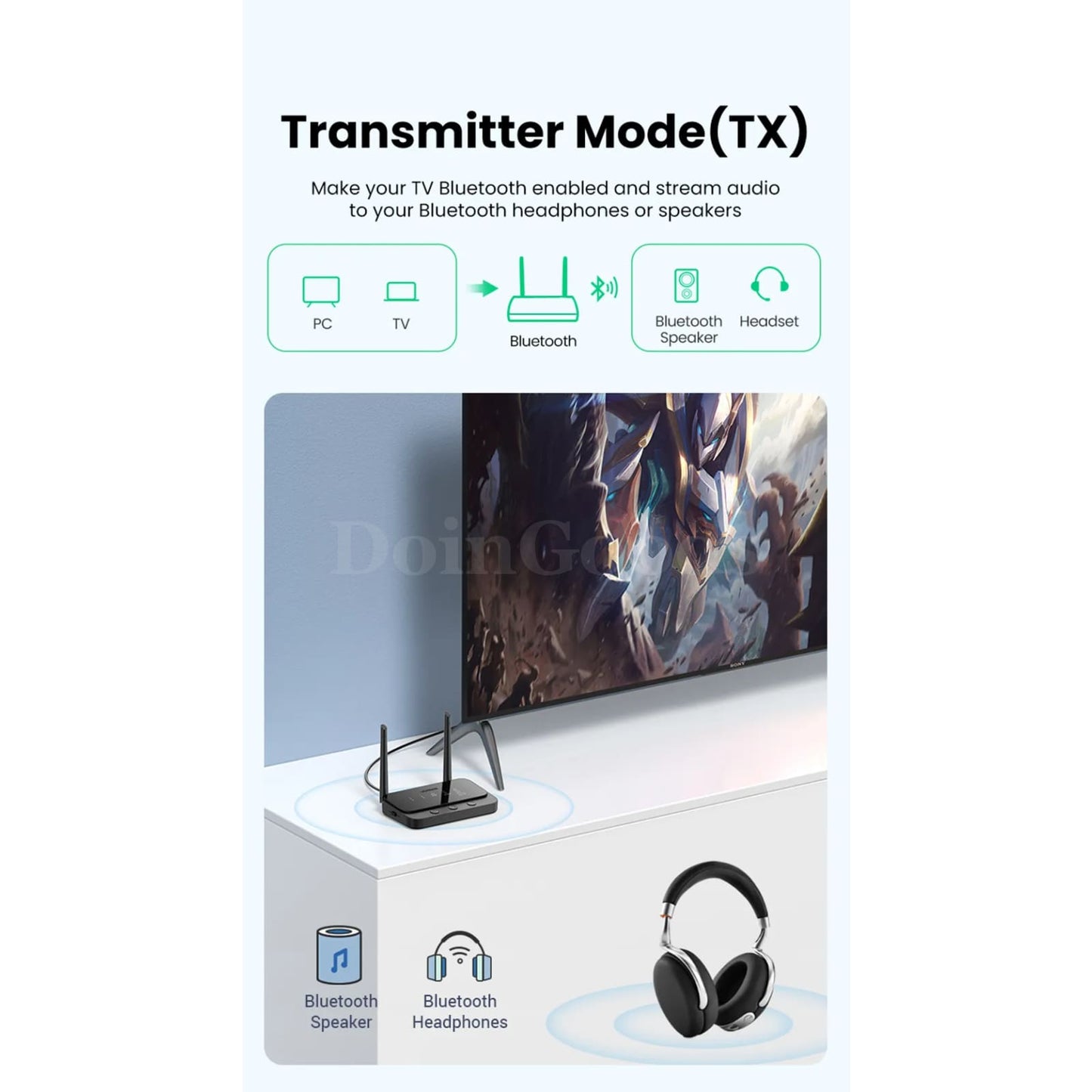 Ugreen 100M Long Range Bluetooth 5.0 Transmitter Receiver Aptx Ll Hd Tv Home 301635