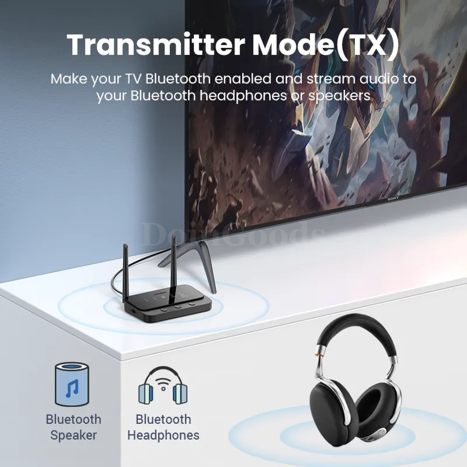 Ugreen 100M Long Range Bluetooth 5.0 Transmitter Receiver Aptx Ll Hd Tv Home 301635