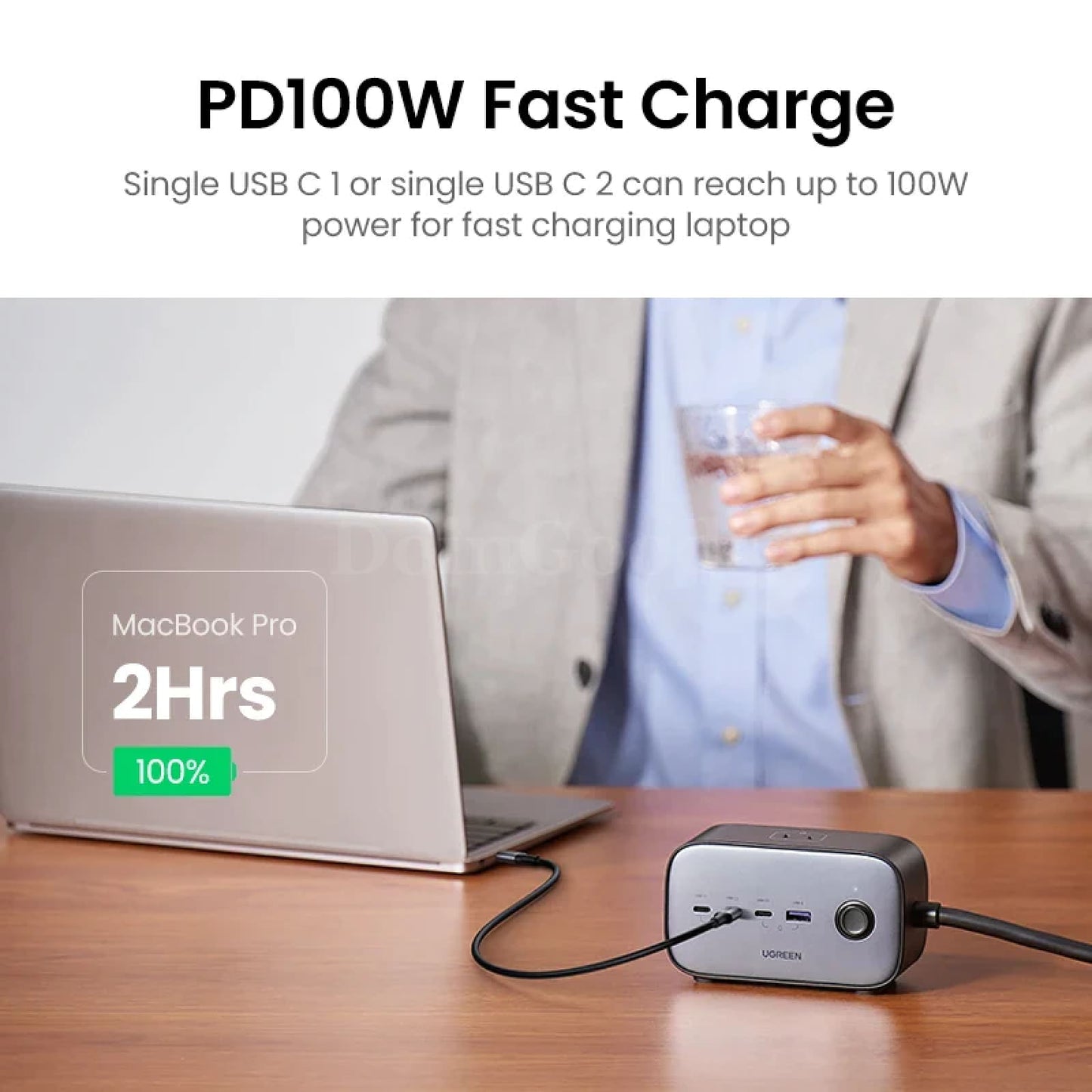 Ugreen 100W Fast Gan Desktop Charger Power Strip Charging Station Macbook Iphone 301635