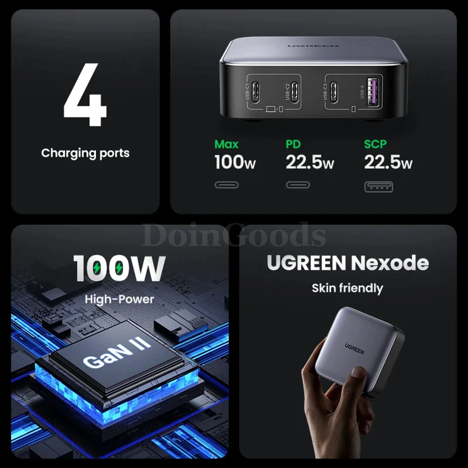 Ugreen 100W Gan Charger 4-In-1 Desktop Laptop Fast Adapter Iphone Pro Max Xiaomi 301635