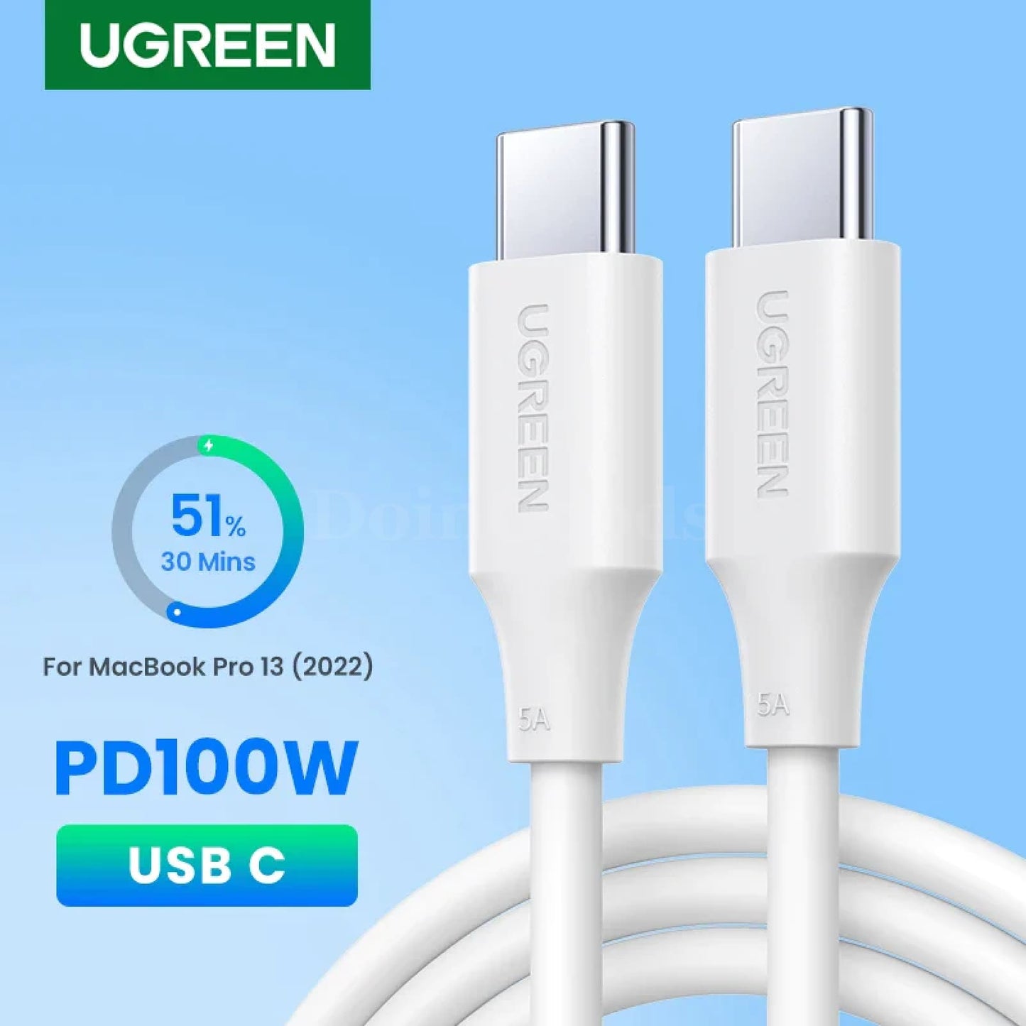 Ugreen 100W Usb C Cable Macbook Pro Samsung Galaxy 5A Fast Charging E-Marker 301635