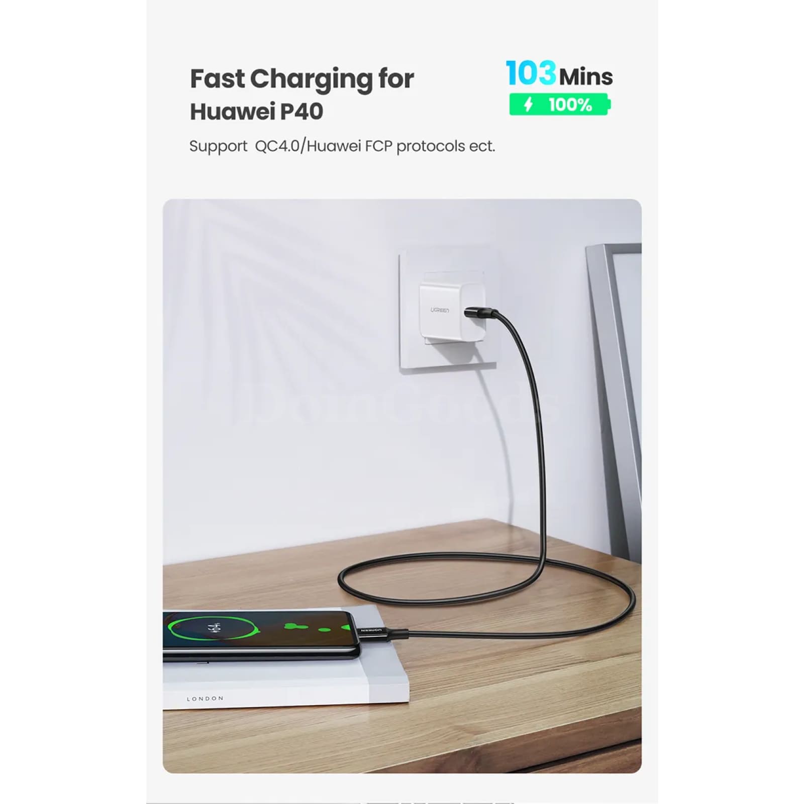 Ugreen 100W Usb Type C Cable Macbook Samsung Xiaomi 1.5M 5A E-Marker Chip Fast 301635