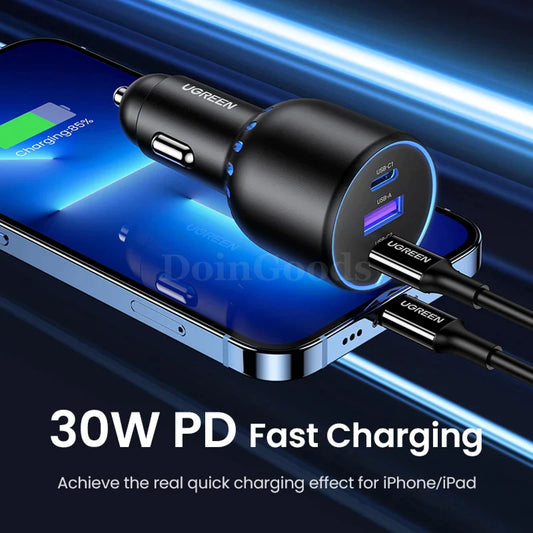 Ugreen 130W Usb C Car Charger Pd3.0 Quick Charge Xiaomi Iphone 15 14 Pro Laptops 301635