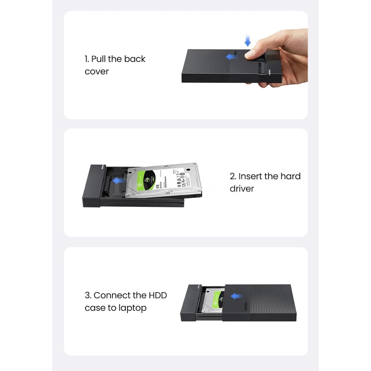 Ugreen 2.5 Hdd Case Usb C Sata 5Gbps Enclosure Ssd 9.5 7Mm External Drive Uasp 301635