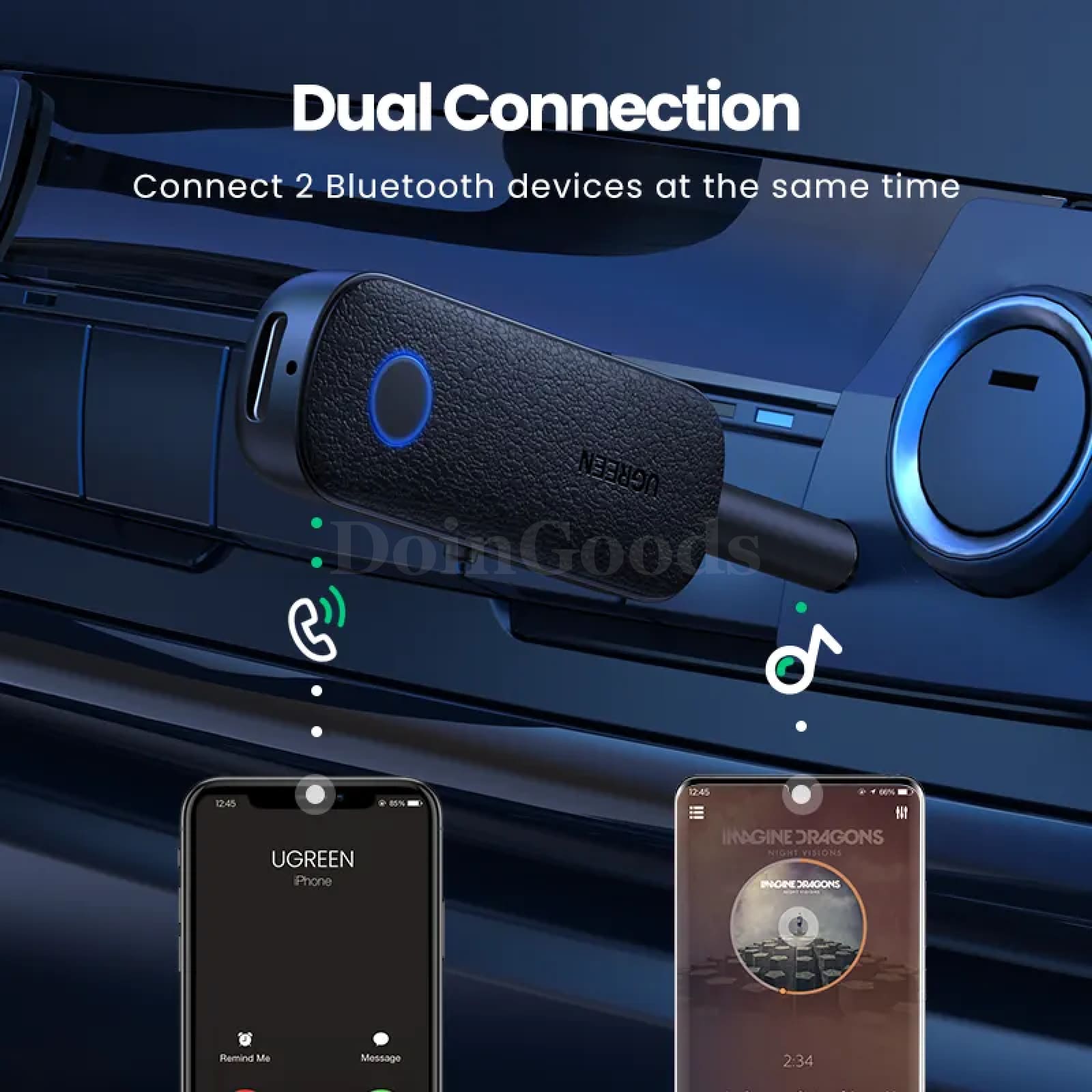 Ugreen 2-In-1 Bluetooth 5.0 Adapter Transmitter Receiver Aux Tv Car Earphones 301635