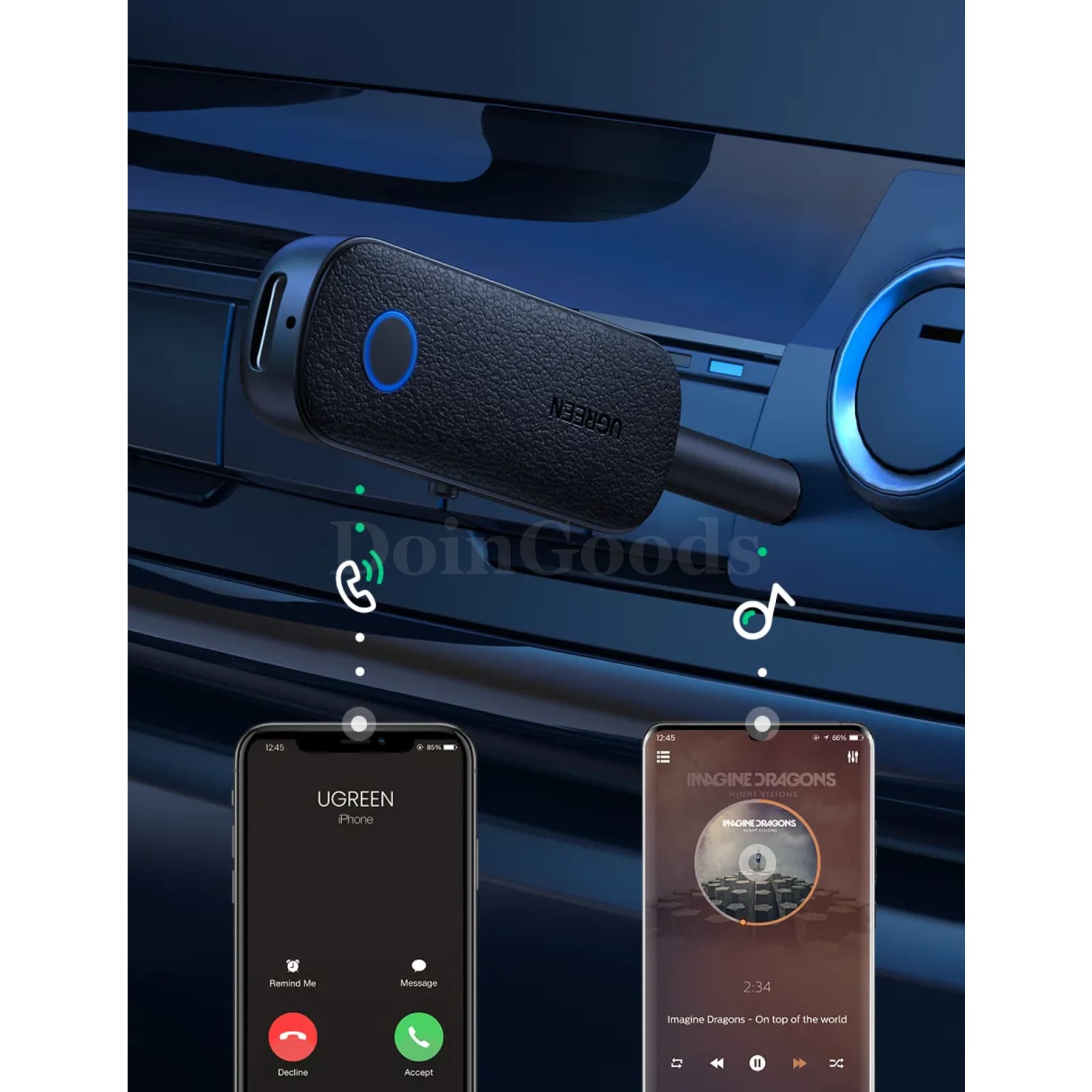 Ugreen 2-In-1 Bluetooth 5.0 Adapter Transmitter Receiver Aux Tv Car Earphones 301635