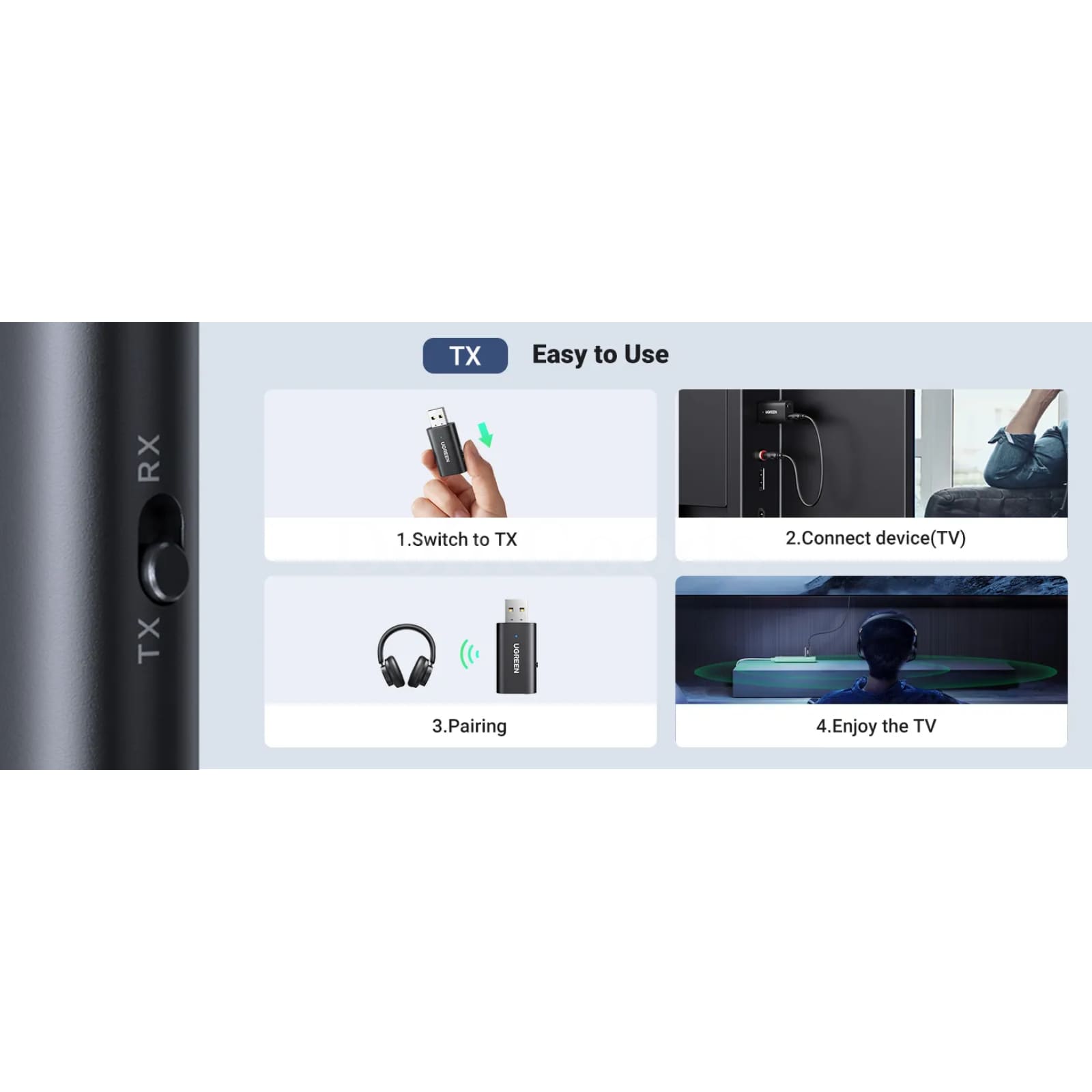 Ugreen 2 In 1 Bluetooth Car Adapter 5.1 Stereo Transmitter Receiver 3.5Mm Aux 301635