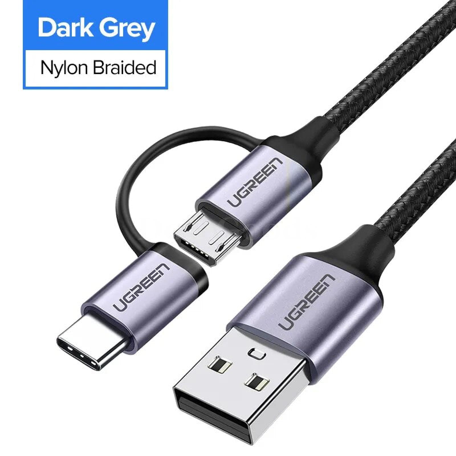 Ugreen 2-In-1 Usb Type C And Micro Cable For Samsung Galaxy S10 S9 - Fast Charging Data Transfer 2