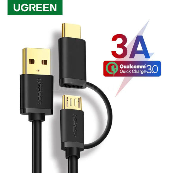 Ugreen 2-In-1 Usb Type C And Micro Cable For Samsung Galaxy S10 S9 Plus Fast Charging 301635