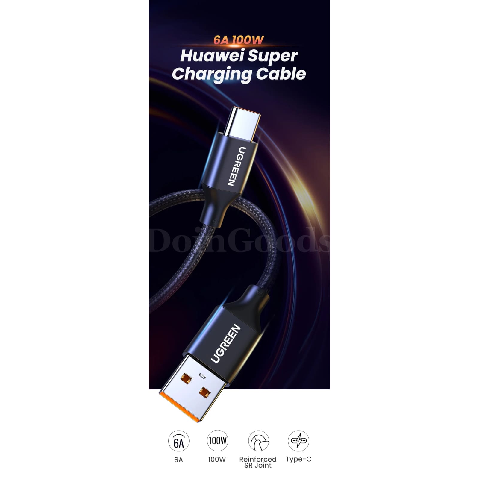 Ugreen 2 Pack Usb Type C 6A 100W Super Charge Cable Huawei P40 Pro Mate P30 301635