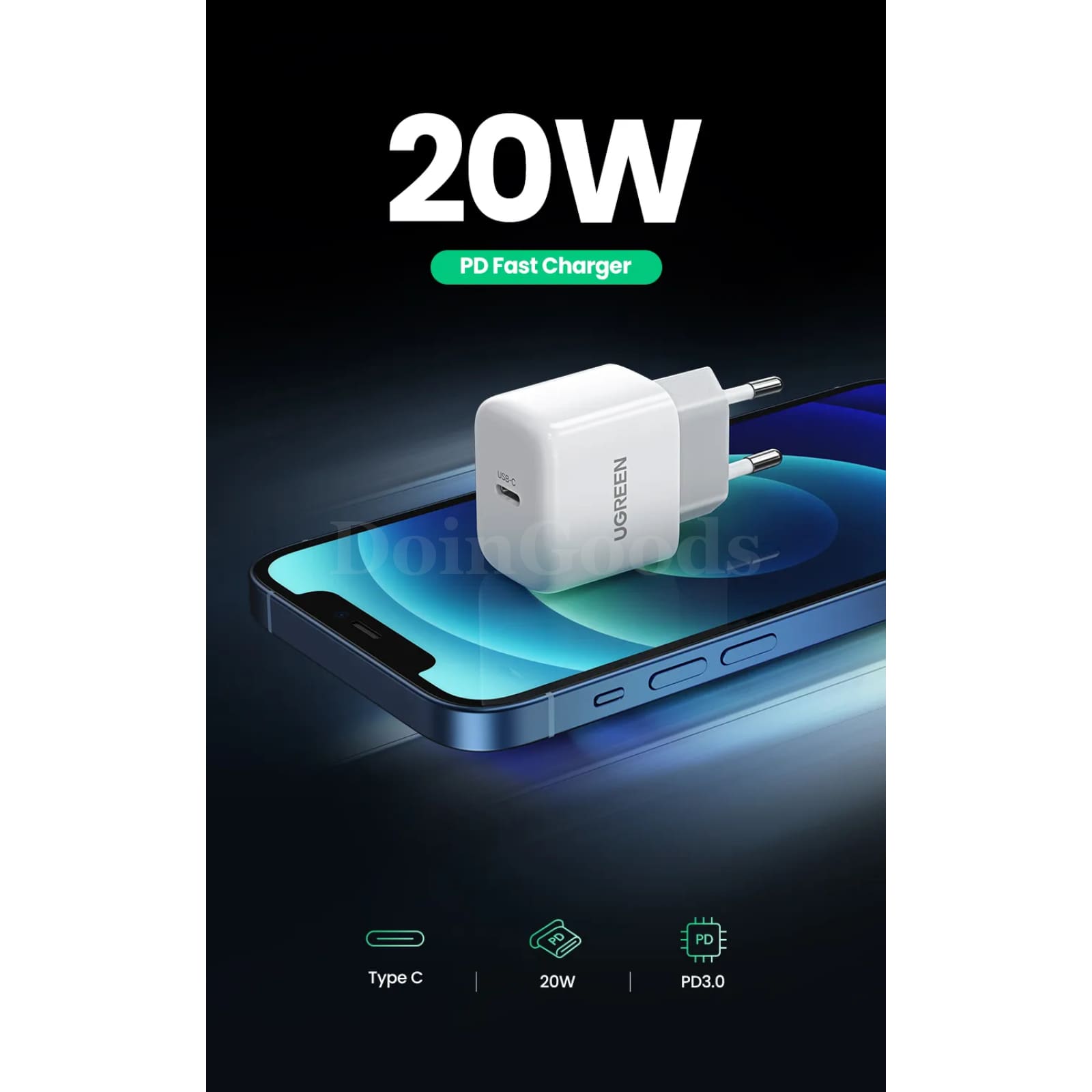 Ugreen 20W Usb Type C Pd Fast Charger Quick Charge 4.0 For Iphone Xiaomi Huawei 301635