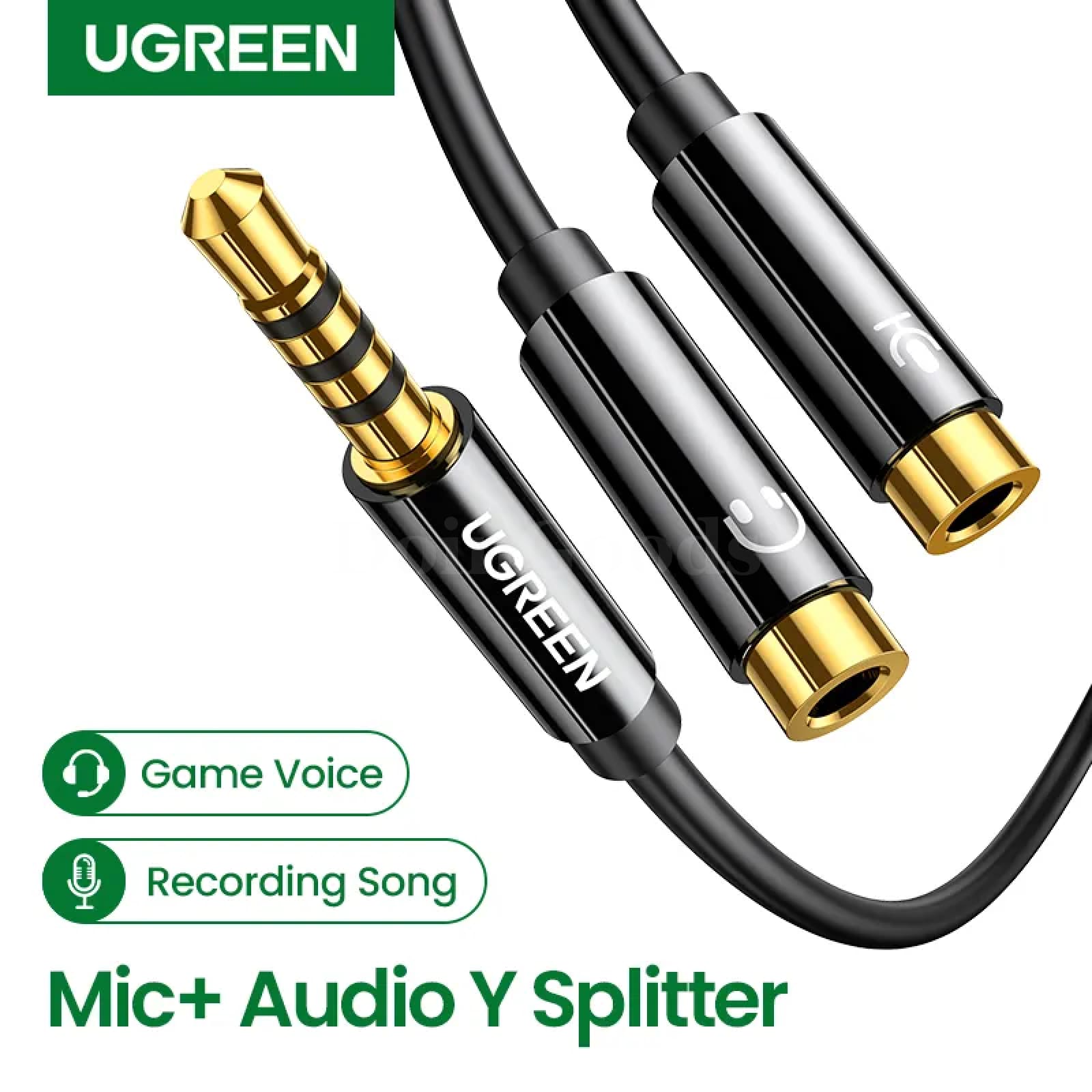 Ugreen 3.5Mm Audio Splitter Cable 1 Male To 2 Female Mic Y Computer Headset Aux 301635