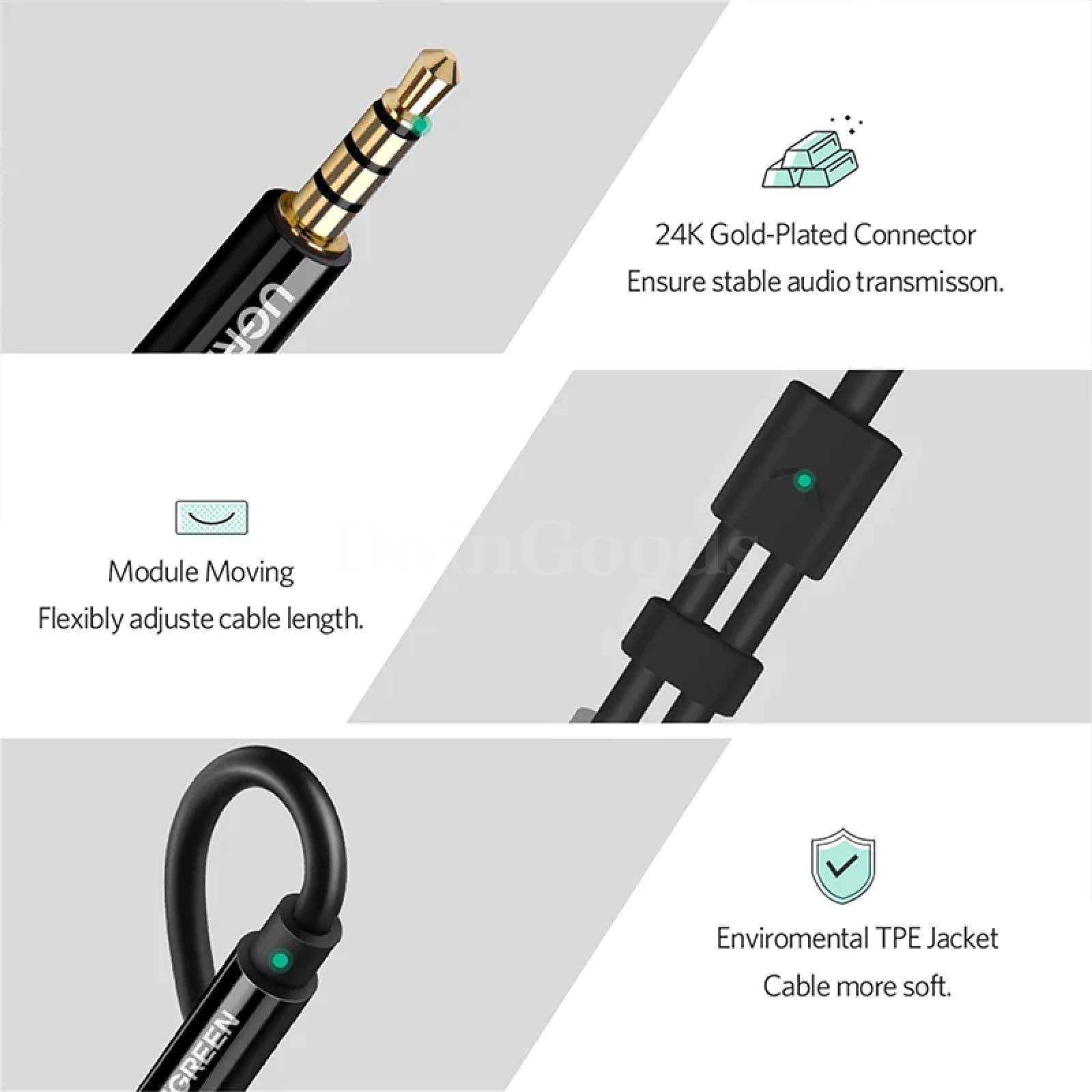 Ugreen 3.5Mm Audio Splitter Cable 1 Male To 2 Female Mic Y Computer Headset Aux 301635