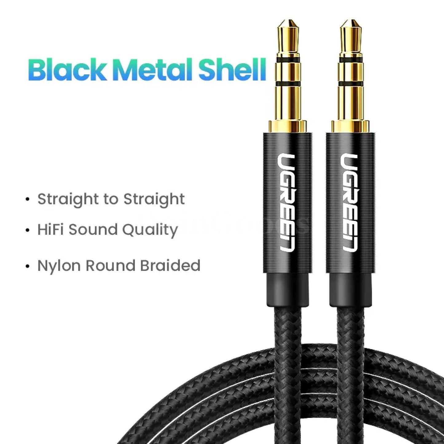 Ugreen 3.5Mm Male To Aux Cable - Audio For Iphone Computer Headphones And More Black Metal Shell /
