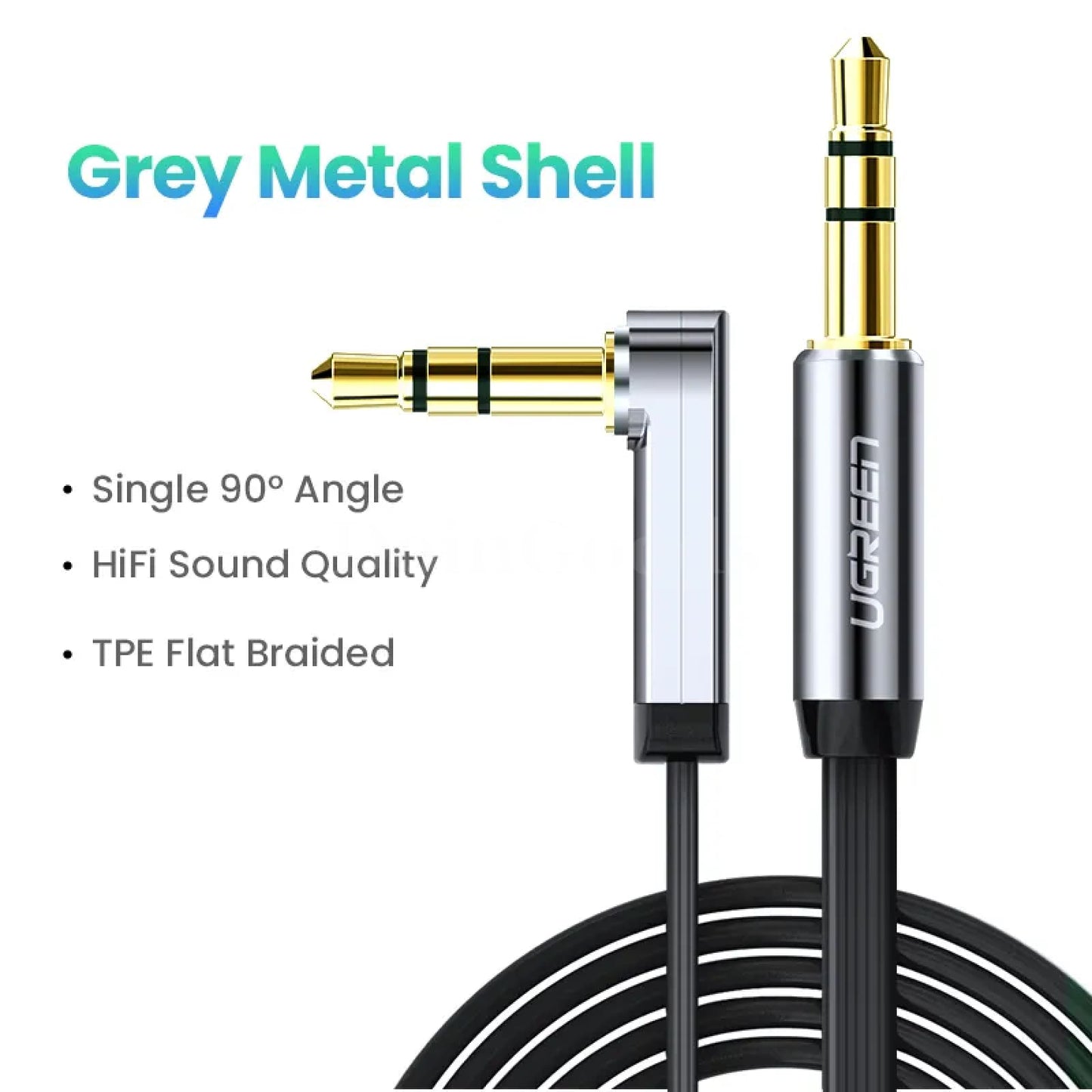 Ugreen 3.5Mm Male To Aux Cable - Audio For Iphone Computer Headphones And More Grey Metal Shell /