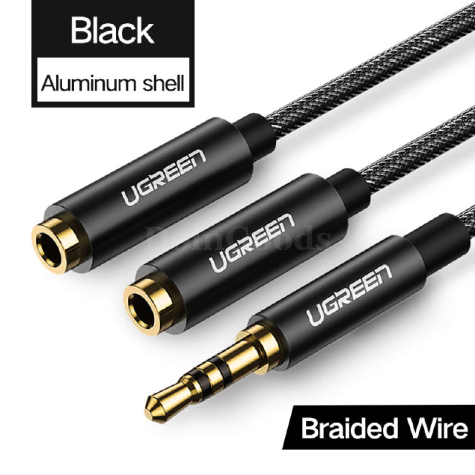 Ugreen 3.5Mm Male To Female Splitter 2 Audio Headphone Y Cable Adapter Aux Plug Aluminum Braided /