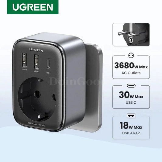 Ugreen 30W Gan Pd Charger Ac Outlets Mobile Phone Iphone 15 14 Xiaomi Usb Wall 301635