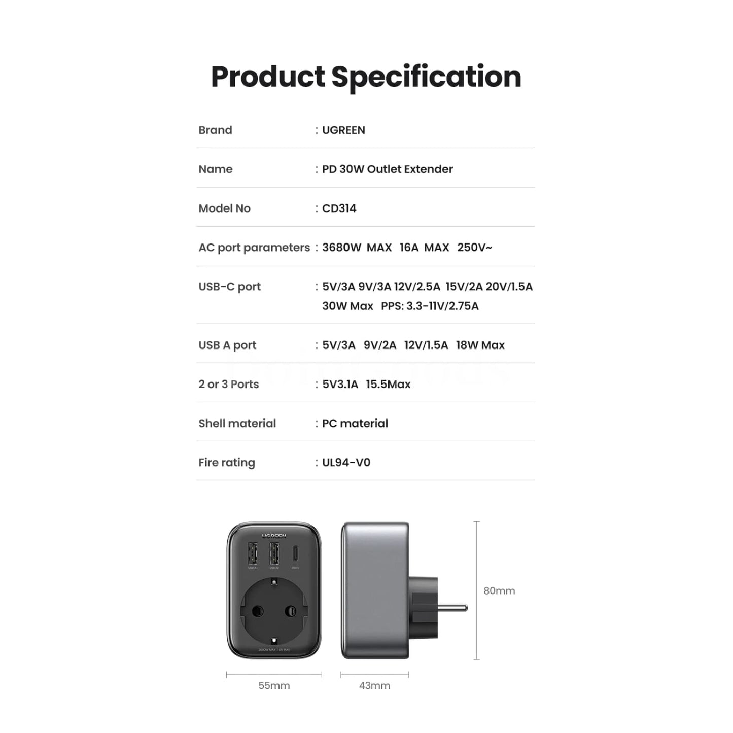 Ugreen 30W Gan Pd Charger Ac Outlets Mobile Phone Iphone 15 14 Xiaomi Usb Wall 301635