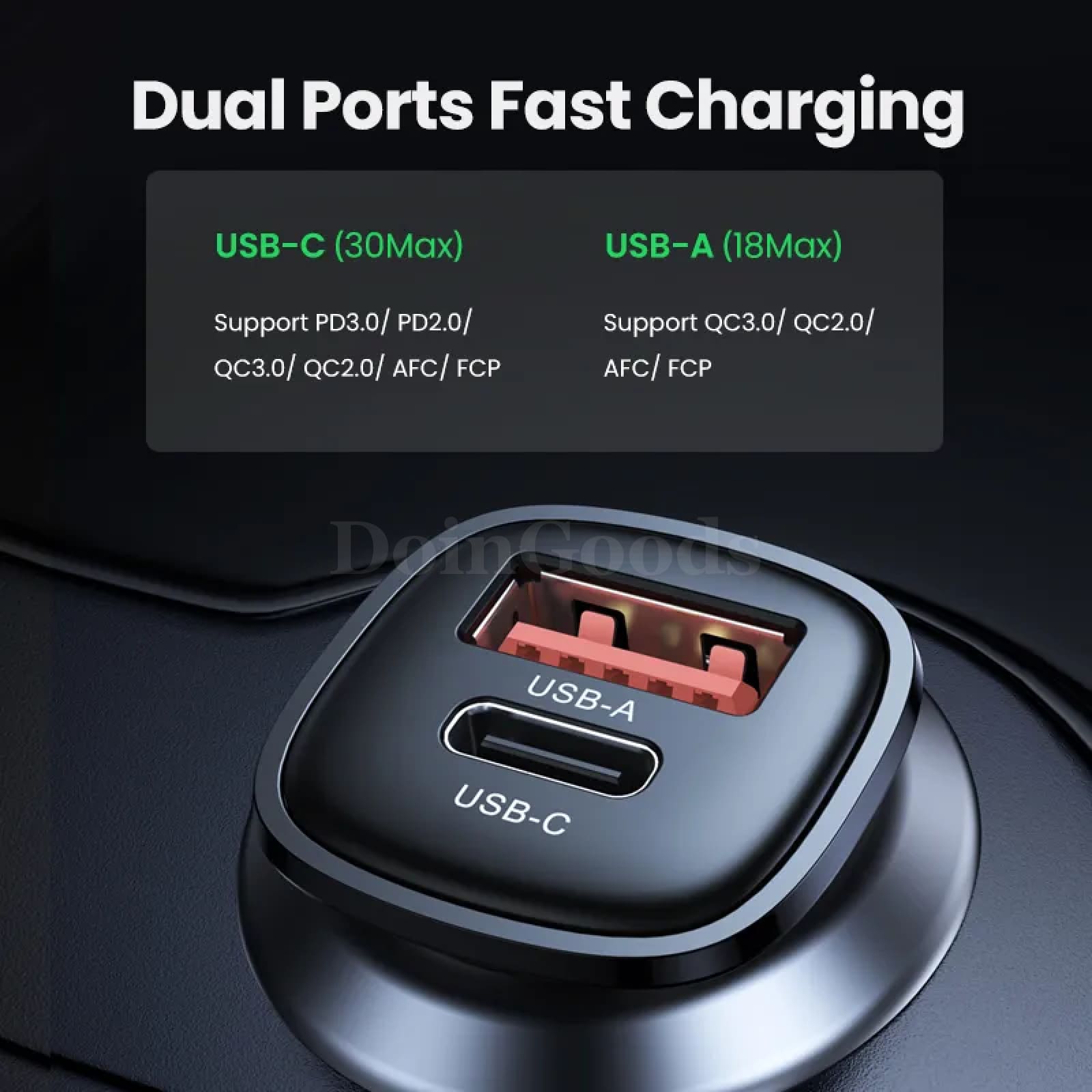 Ugreen 30W Usb Car Charger Quick Charge 4.0 Qc3.0 Pd Type C For Iphone 15 Xiaomi 301635