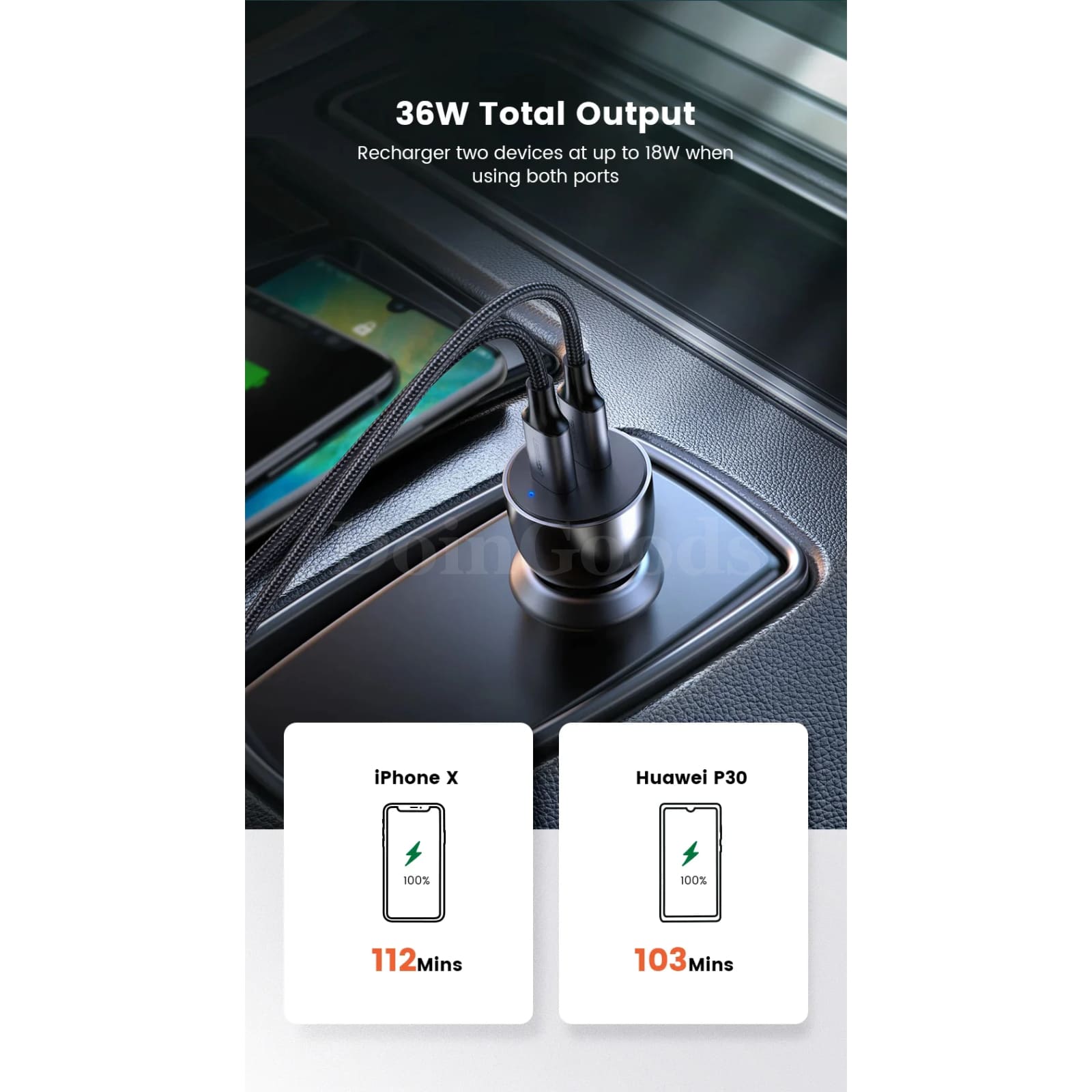 Ugreen 36W Quick Charge 4.0/3.0 Usb Car Charger Type C Pd For Iphone 14 13 12 Xiaomi 301635
