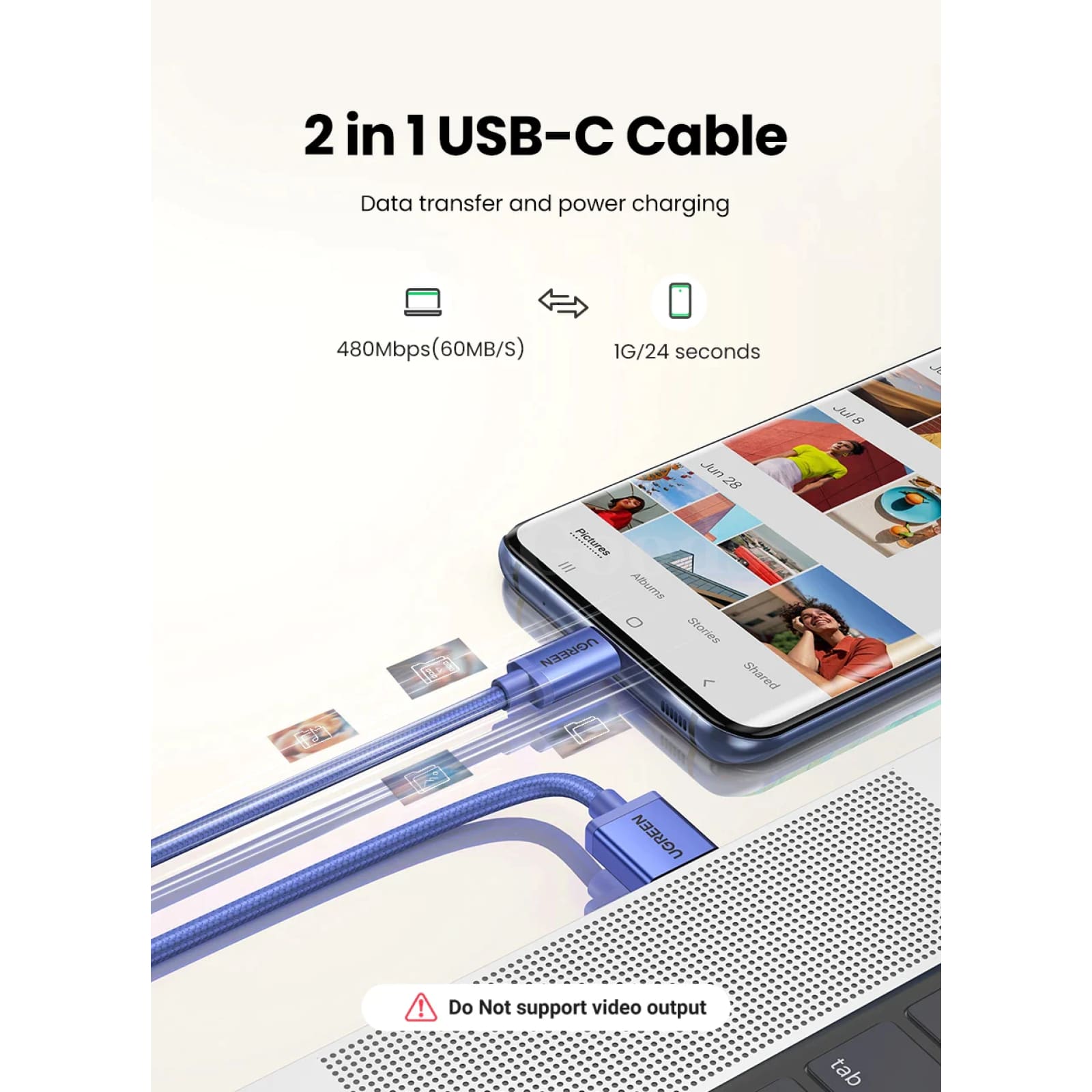 Ugreen 3A Usb C Cable For Samsung S21 Xiaomi Type Charging 301635