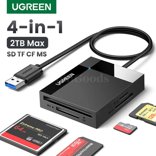 Ugreen 4-In-1 Card Reader - Usb3.0/Usb-C Sd Micro Tf Cf Ms Compact Flash Adapter For Laptop Pc