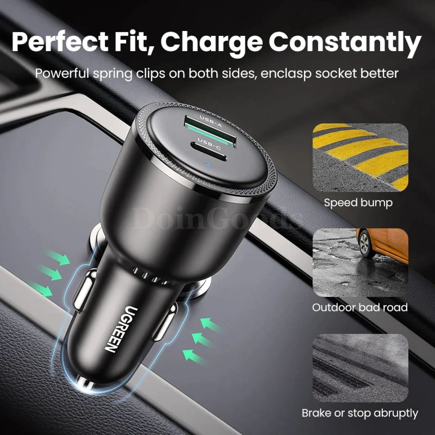 Ugreen 63W Car Charger Pd Qc 3.0 Pps 45W Usb Type C Fast Charging Iphone 301635