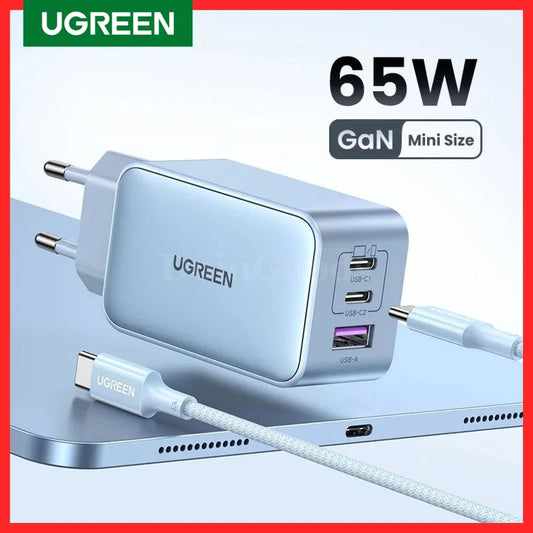 Ugreen 65W Gan Charger Blue Quick Charge Type C Pd Usb For Iphone 14 13 Pro Max 301635