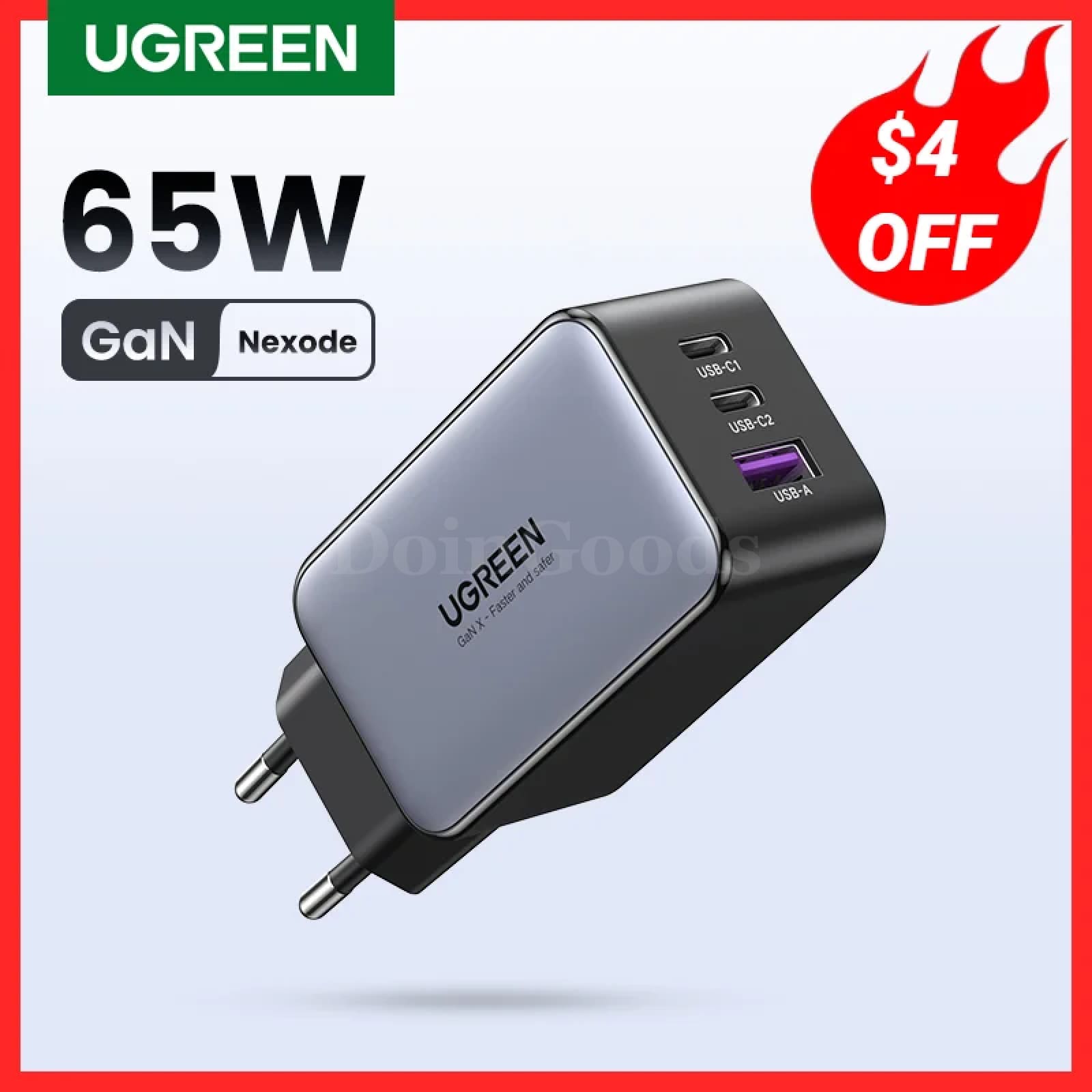 Ugreen 65W Gan Charger Quick Charge 4.0/3.0 Type C Pd Iphone 15 14 13 Pro Max 301635