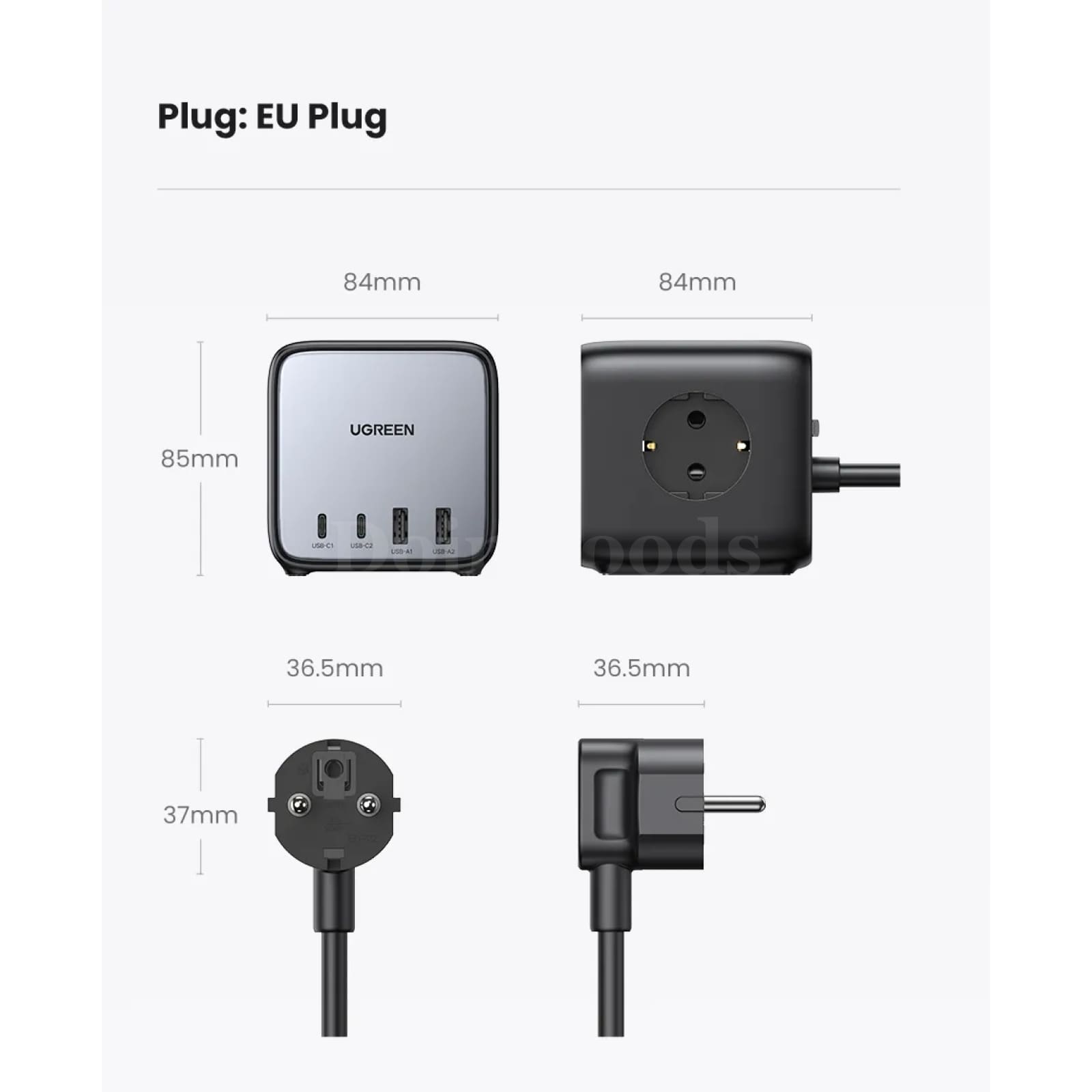 Ugreen 65W Gan Desktop Charger Power Strip Charging Station Laptop Iphone 301635