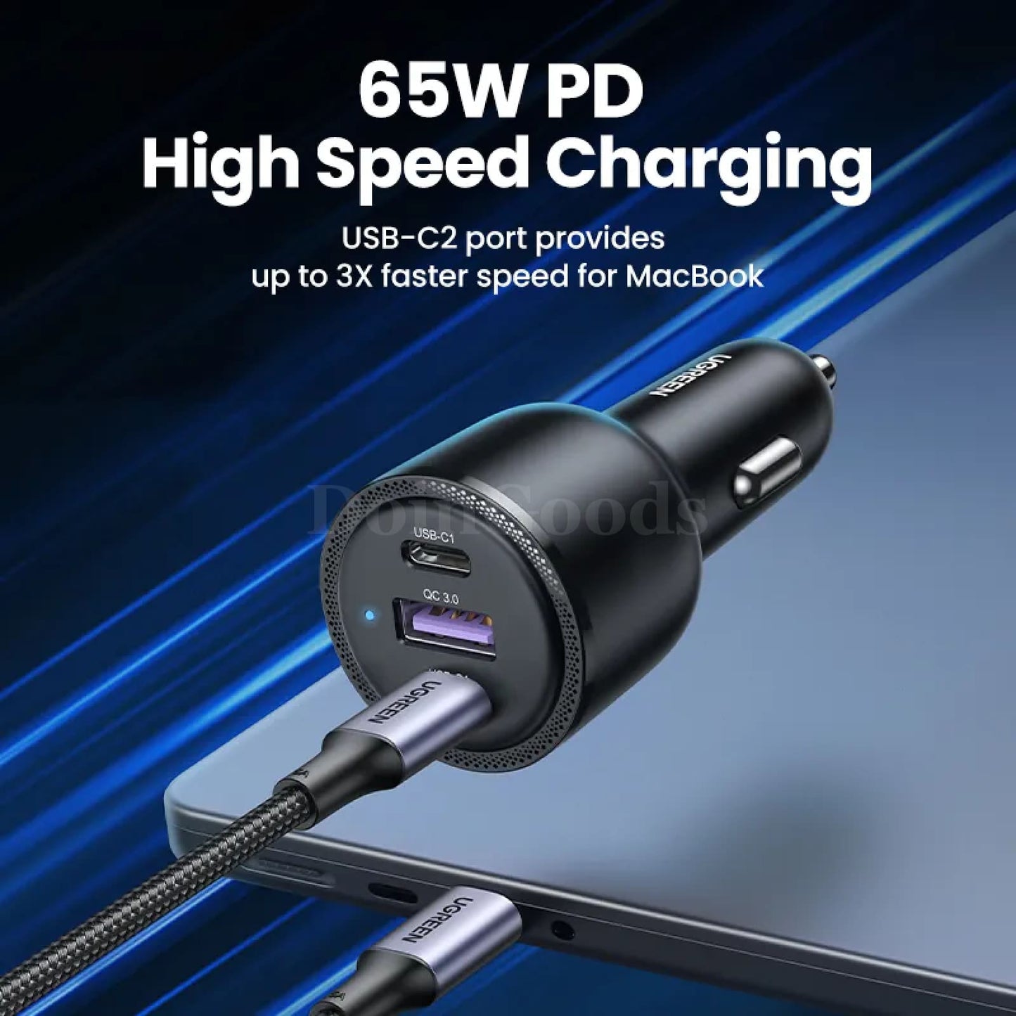 Ugreen 69W Car Charger Dual Port Usb C Pd Qc 4.0/3.0 Fast Iphone 15 14 Samsung 301635