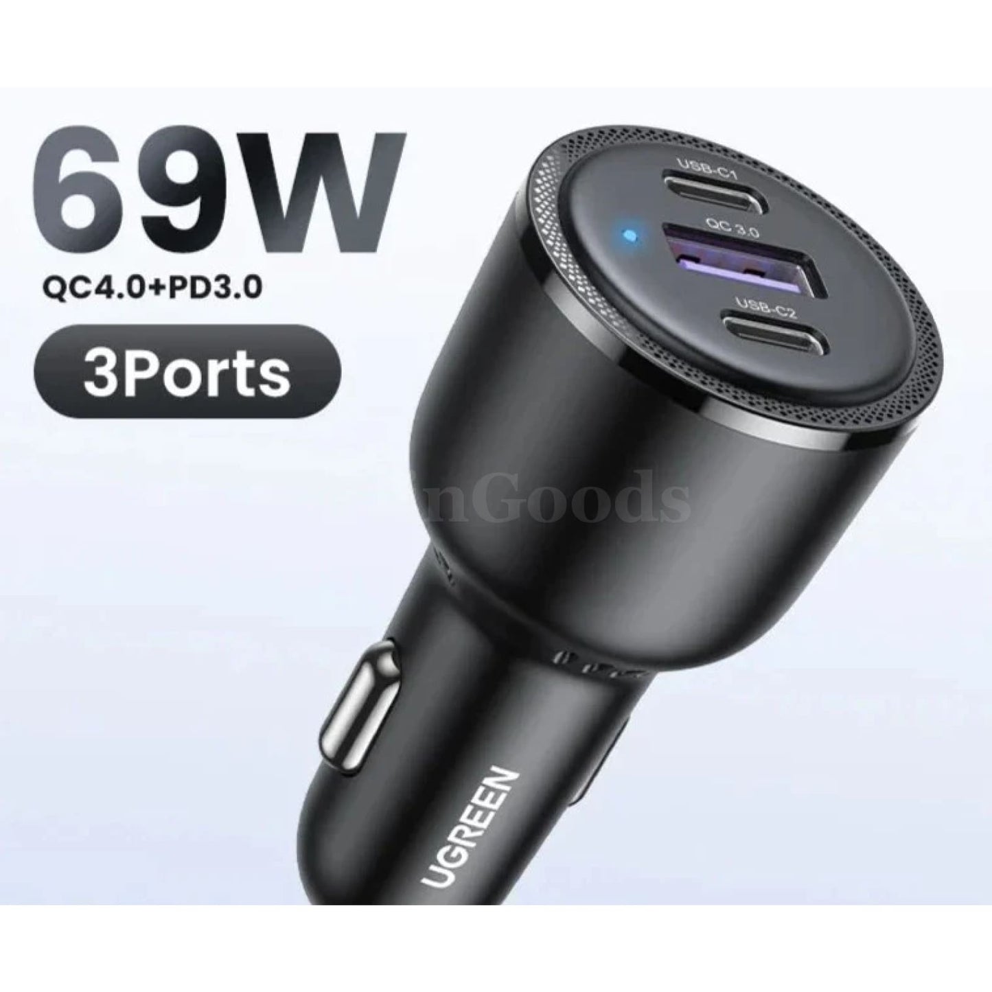 Ugreen 69W Car Charger Dual Port Usb C Pd Qc 4.0/3.0 Fast Iphone 15 14 Samsung 301635