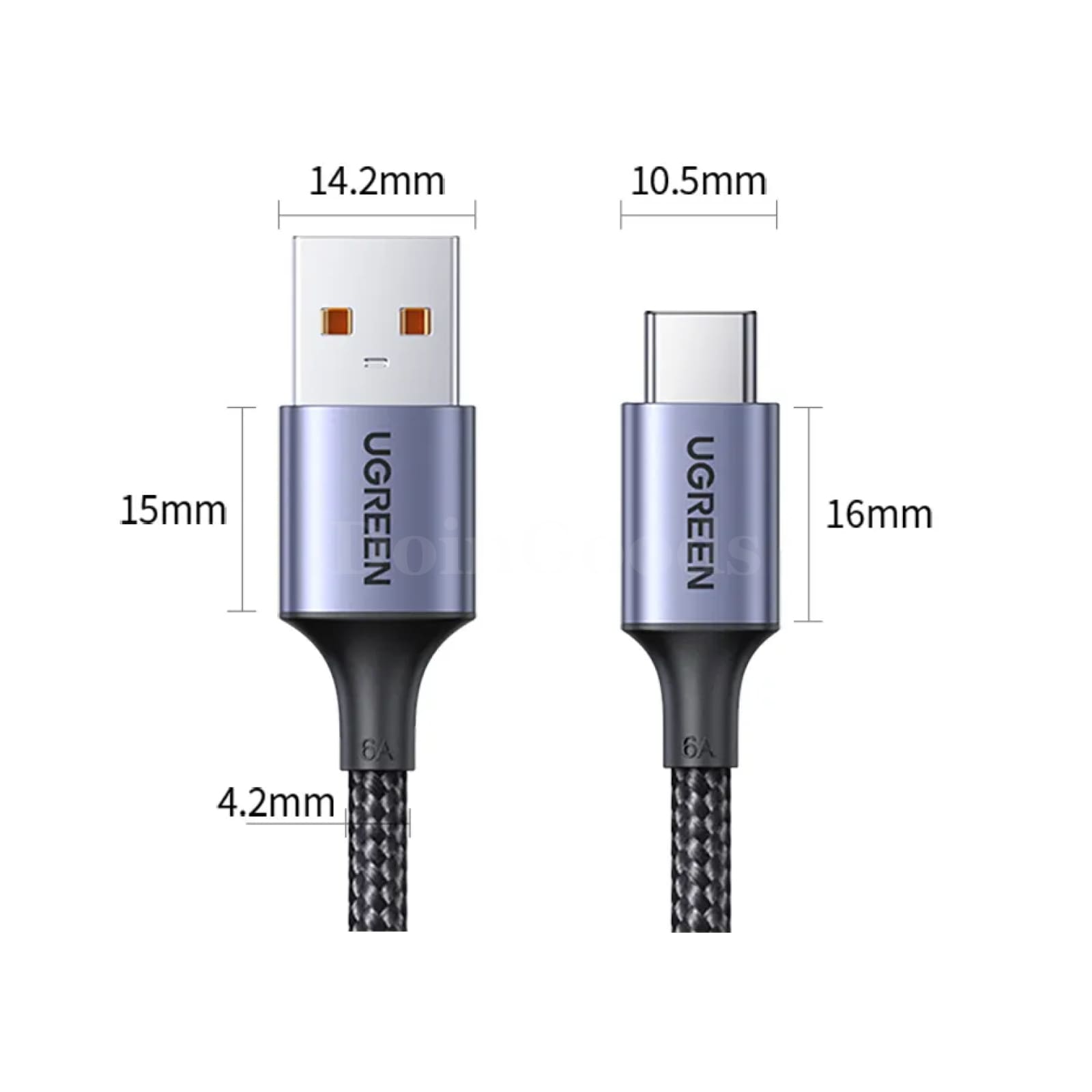 Ugreen 6A 100W Usb Type C Cable Spring Pull Telescopic For Huawei Honor Xiaomi 301635