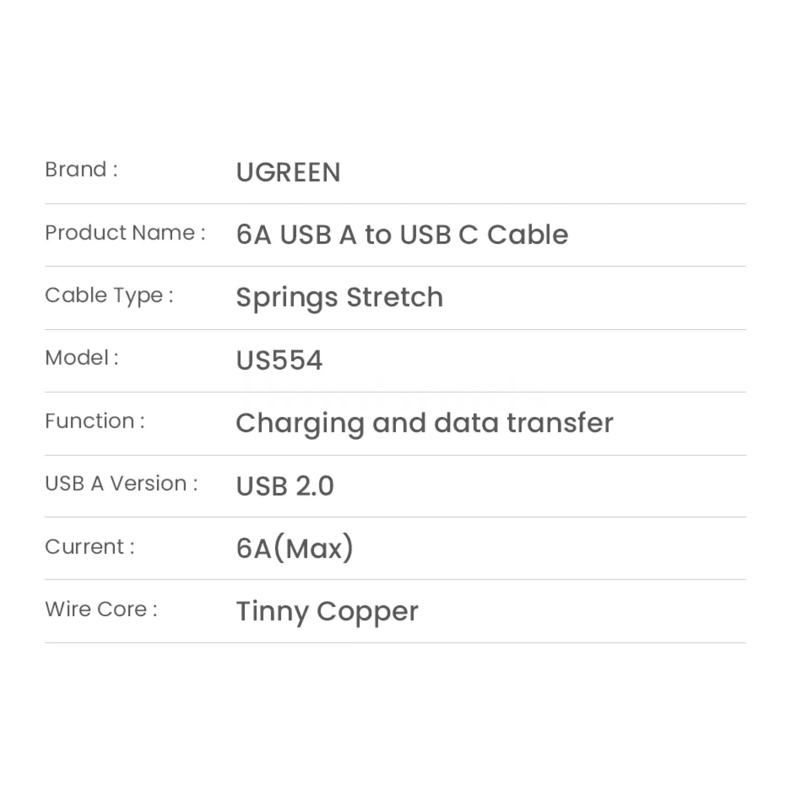Ugreen 6A 100W Usb Type C Cable Spring Pull Telescopic For Huawei Honor Xiaomi 301635