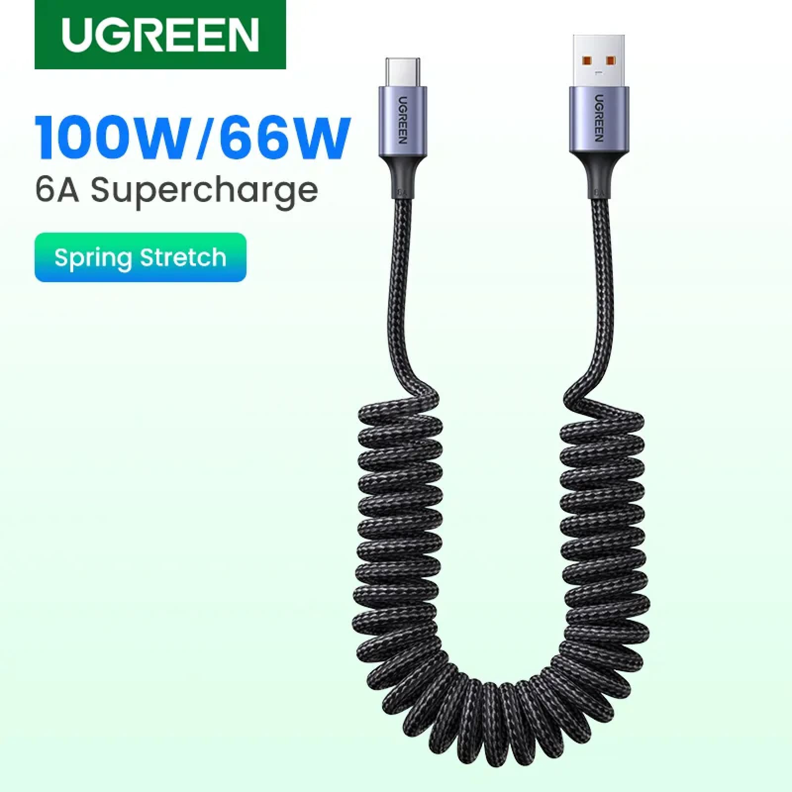 Ugreen 6A 100W Usb Type C Cable Spring Pull Telescopic For Huawei Honor Xiaomi 301635